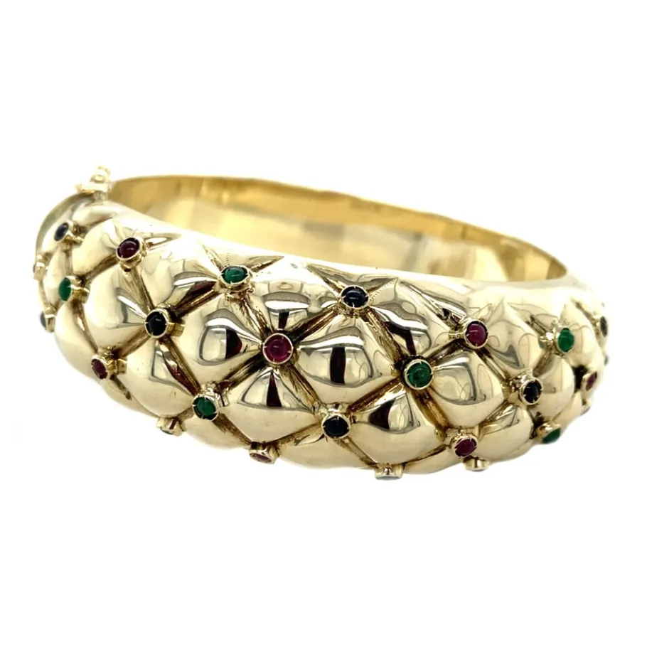 bangle_with_ruby_sapphire_2.webp Bangle with ruby, sapphire and emerald 12 krt>Vintage Jewellery Sale