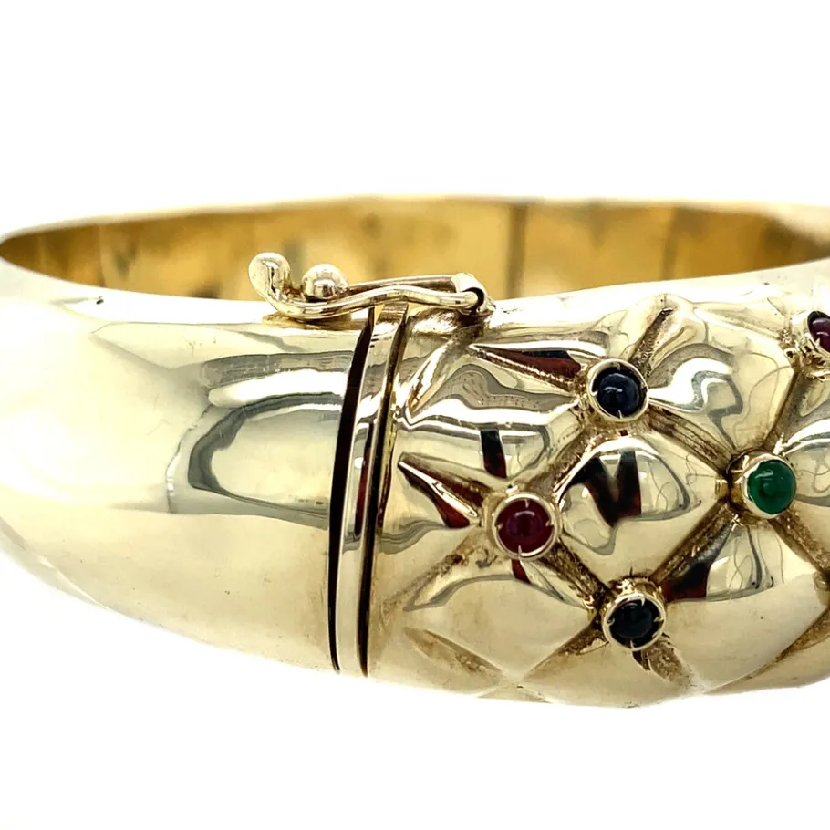 bangle_with_ruby_sapphire_4.webp Bangle with ruby, sapphire and emerald 12 krt>Vintage Jewellery Sale