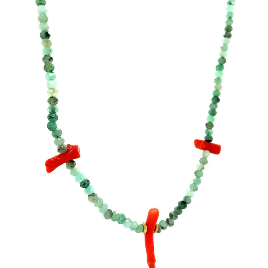 emerald_necklace_with_blo_2.webp Emerald necklace with blood coral 14 krt>Vintage Jewellery Best