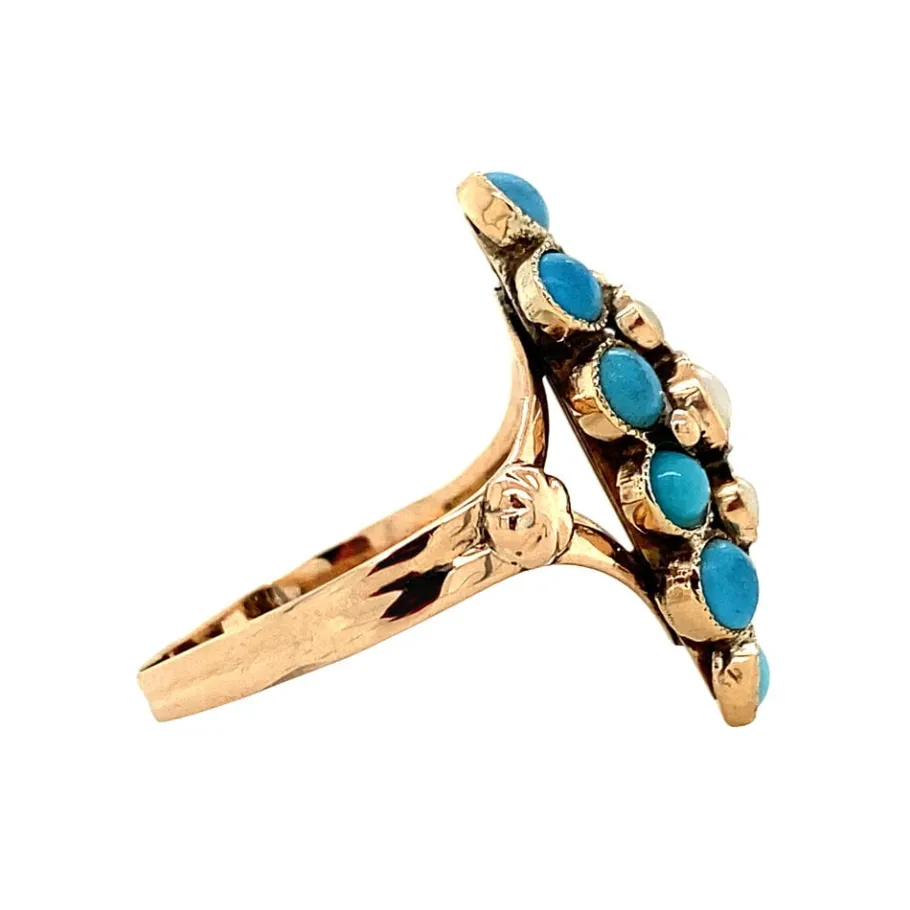 fantasy_ring_with_turquoi_3.webp Fantasy ring with turquoise and pearl 12 krt>Vintage Jewellery Discount