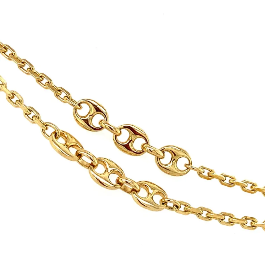 gold_anchor_and_coffee_be_3.webp Gold anchor and coffee bean necklace 18 krt>Vintage Jewellery Discount