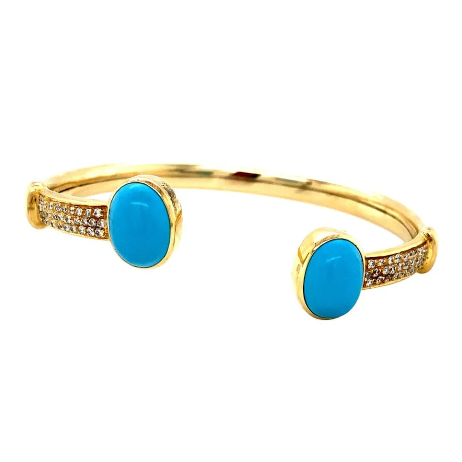 gold_bangle_with_ceramic__2.webp Gold bangle with ceramic and diamond 18 krt>Vintage Jewellery Outlet
