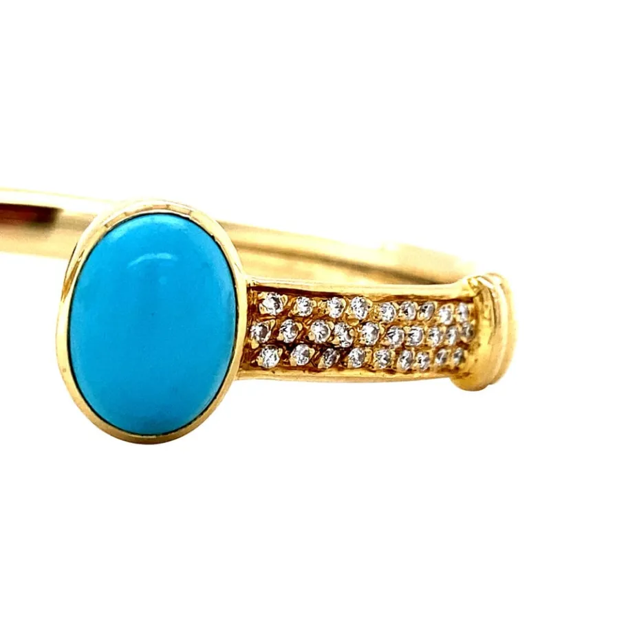 gold_bangle_with_ceramic__3.webp Gold bangle with ceramic and diamond 18 krt>Vintage Jewellery Outlet