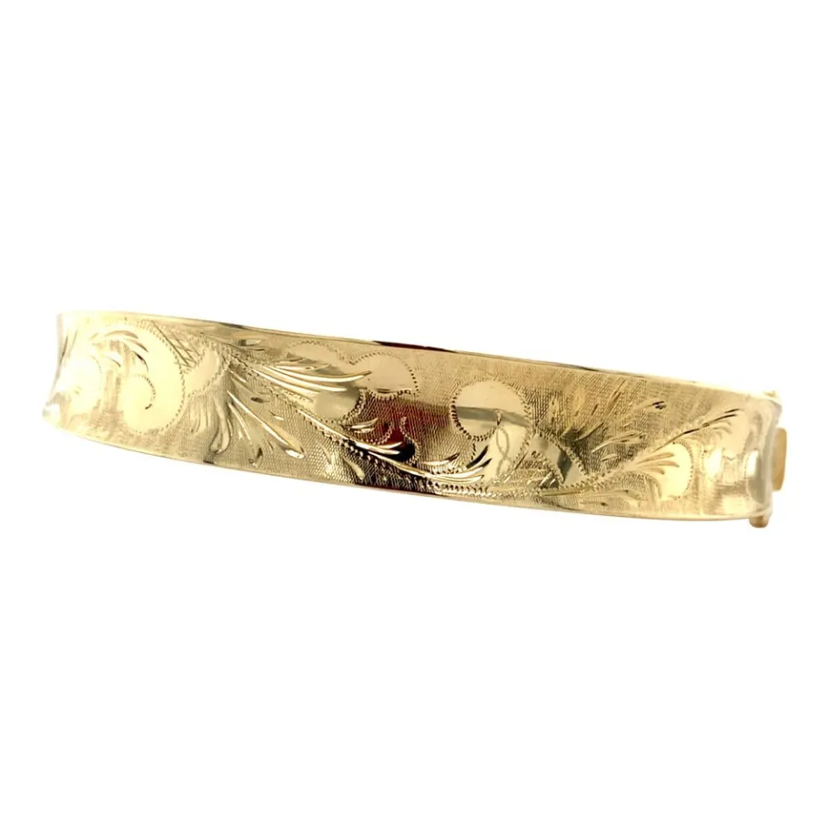 Gold bangle with engraving 14 krt>Vintage Jewellery Online