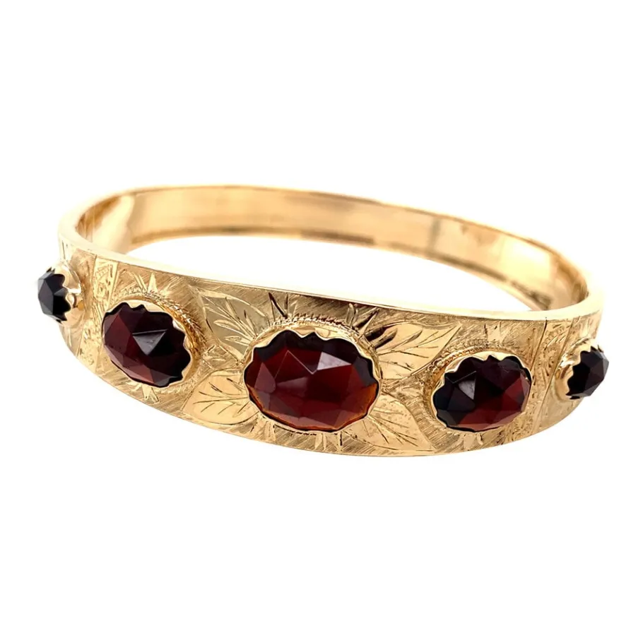 gold_bangle_with_garnet___2.webp Gold bangle with garnet 14 krt>Vintage Jewellery Discount