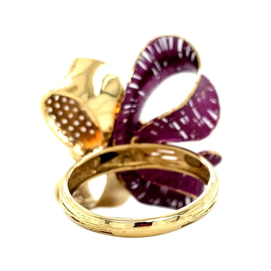 gold_bow_ring_with_enamel_4.webp Gold bow ring with enamel and zirconia 18 krt>Vintage Jewellery Fashion