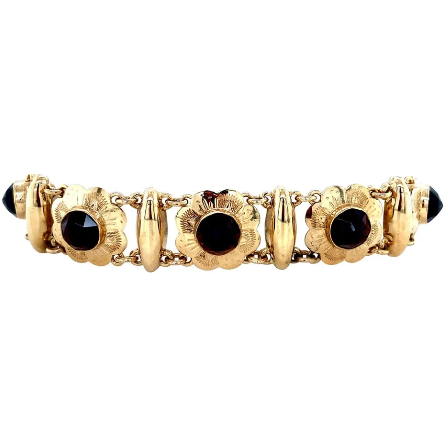 gold_bracelet_with_garnet_2-3.webp Gold bracelet with garnet 14 krt>Vintage Jewellery Online