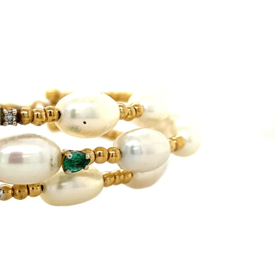 gold_bracelet_with_pearl__3.webp Gold bracelet with pearl, emerald and diamond 18 krt>Vintage Jewellery Hot