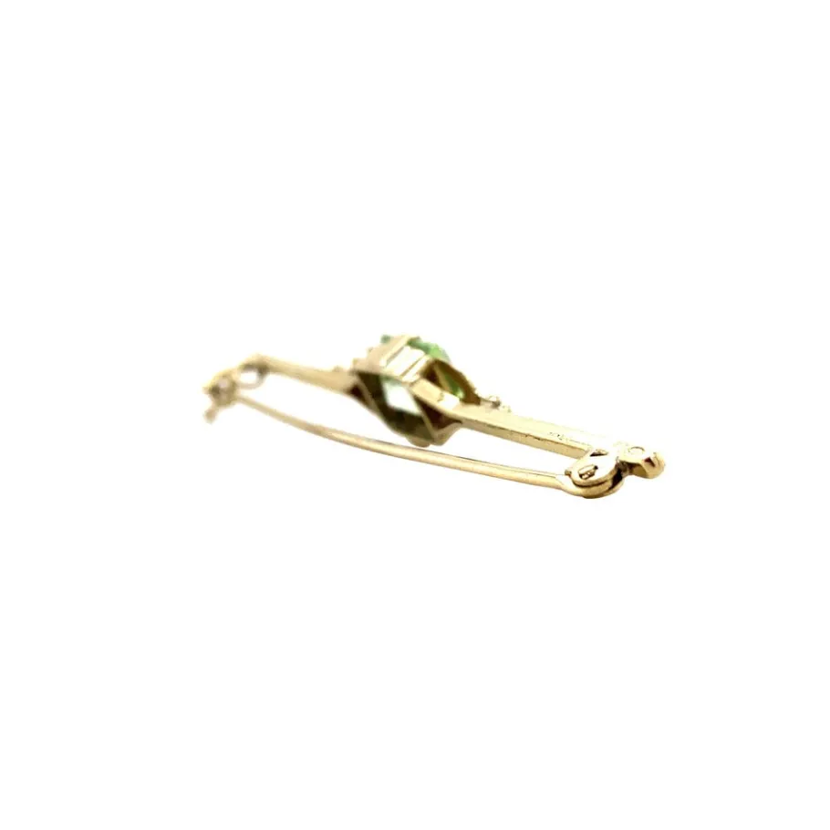gold_brooch_with_green_sp_3.webp Gold brooch with green spinel 14 krt>Vintage Jewellery Discount