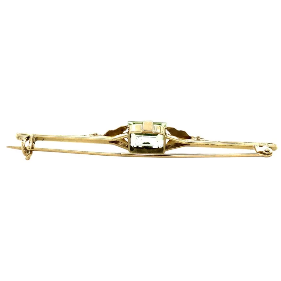 gold_brooch_with_green_sp_4.webp Gold brooch with green spinel 14 krt>Vintage Jewellery Discount