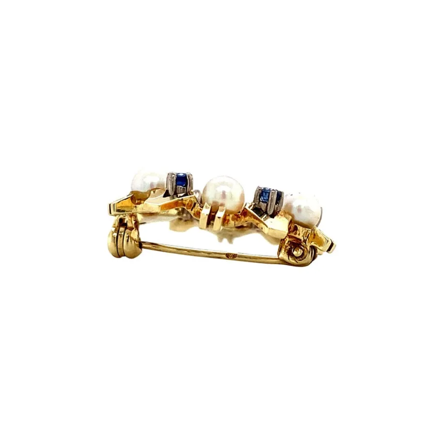 gold_brooch_with_sapphire_4.webp Gold brooch with sapphire and pearl 14 krt>Vintage Jewellery Clearance
