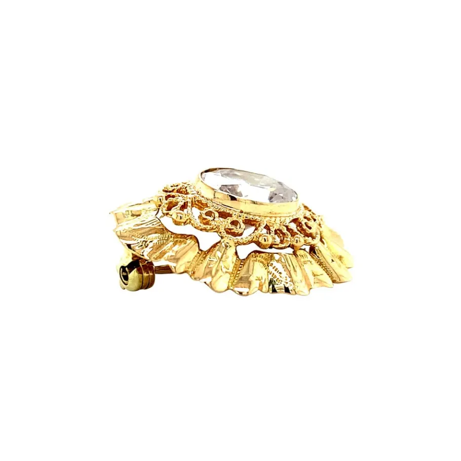 gold_brooch_with_zirconia_3.webp Gold brooch with zirconia 14 krt>Vintage Jewellery Outlet