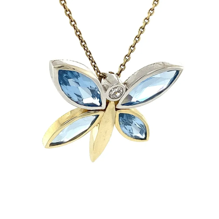 gold_butterfly_pendant_wi_2.webp Gold butterfly pendant with spinel and zirconia 14 krt>Vintage Jewellery Best