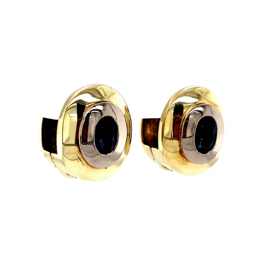 gold_creoles_with_sapphir_2.webp Gold creoles with sapphire 14 krt>Vintage Jewellery Discount