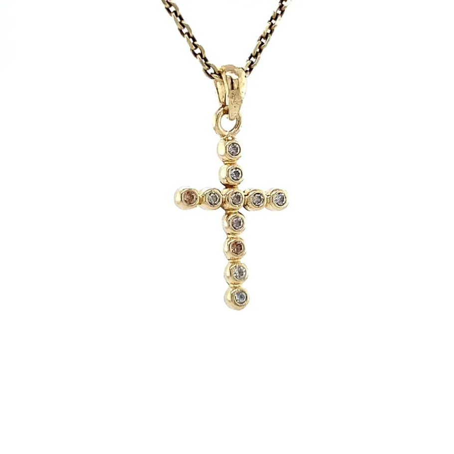 gold_cross_pendant_with_d_2.webp Gold cross pendant with diamond 14 krt>Vintage Jewellery Sale
