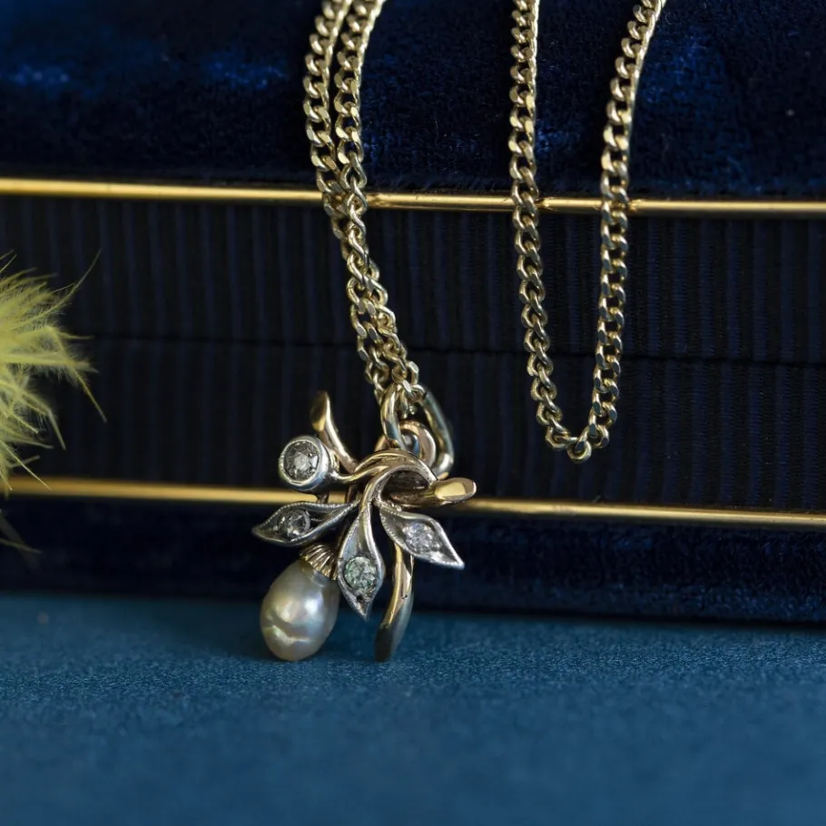 Gold curb length necklace 14 krt>Vintage Jewellery Online