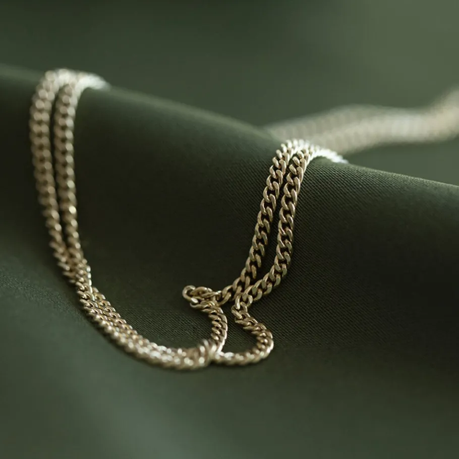 Gold curb length necklace 14 krt>Vintage Jewellery Outlet