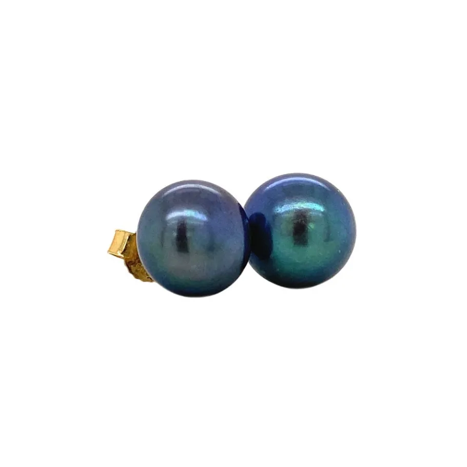 gold_ear_studs_with_black_2.webp Gold ear studs with black pearl 14 krt>Vintage Jewellery Discount