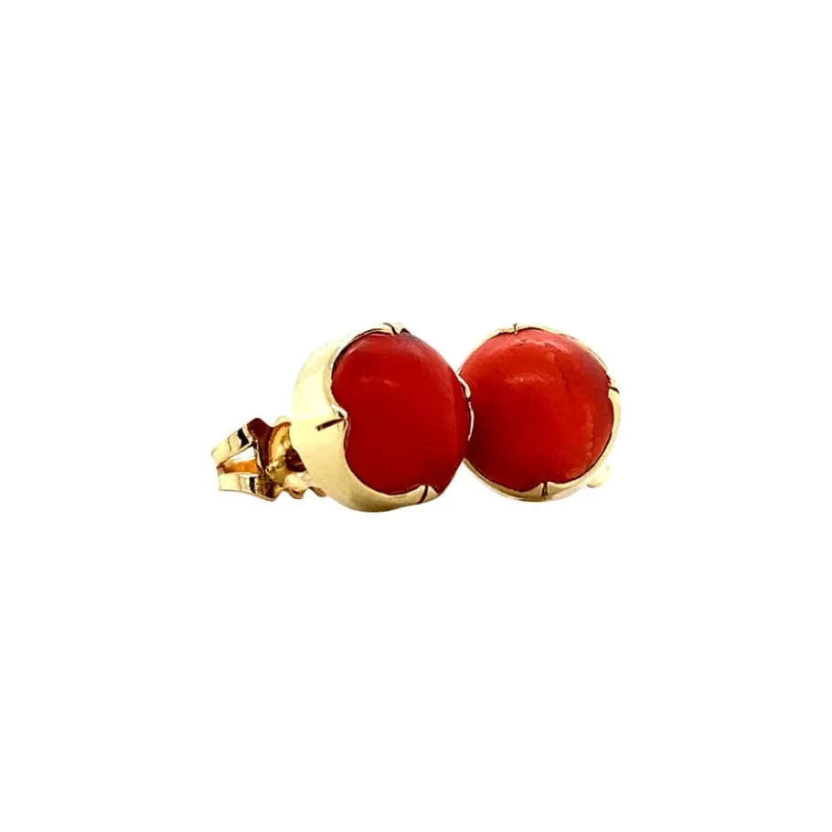 gold_ear_studs_with_blood_2-9.webp Gold ear studs with blood coral 14 krt>Vintage Jewellery Online