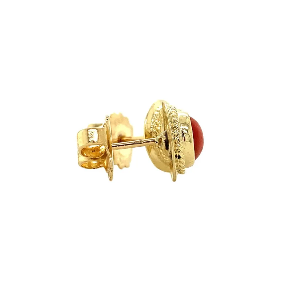 gold_ear_studs_with_blood_3.webp Gold ear studs with blood coral 14 krt>Vintage Jewellery New
