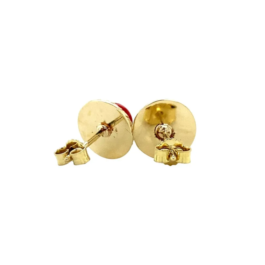 gold_ear_studs_with_blood_4-1.webp Gold ear studs with blood coral 14 krt>Vintage Jewellery Best