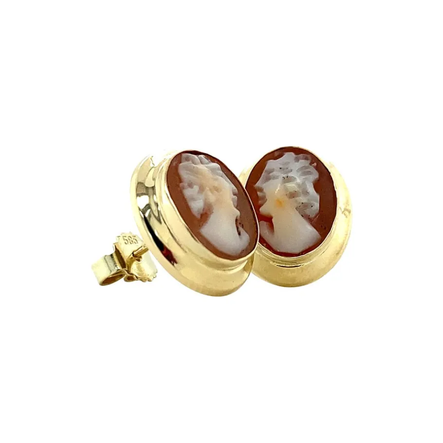gold_ear_studs_with_cameo_2-1.webp Gold ear studs with cameo 14 krt>Vintage Jewellery Fashion