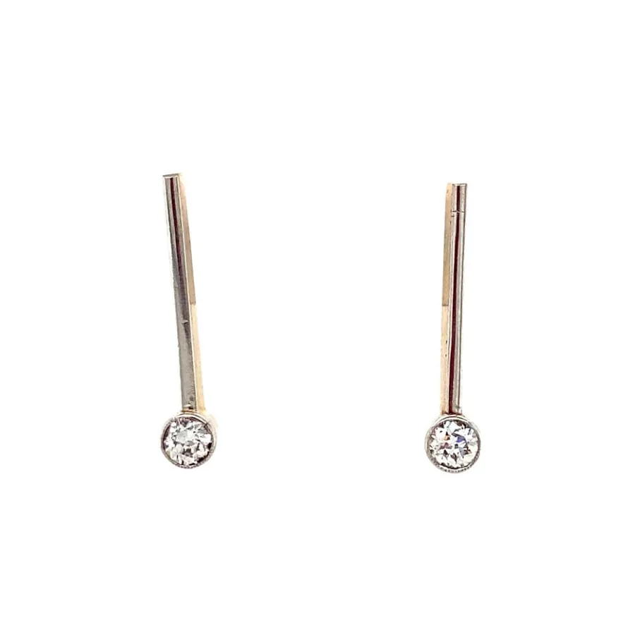 Gold ear studs with diamond 14 krt/900>Vintage Jewellery Online
