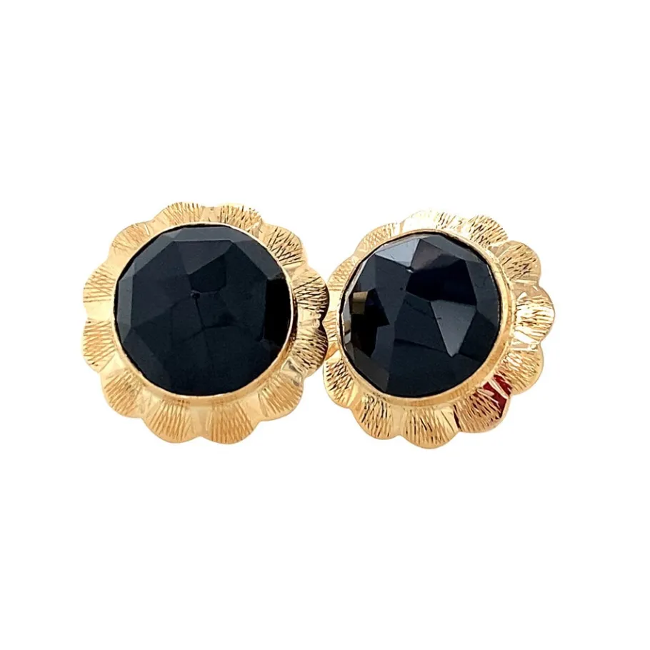 Gold ear studs with garnet 14 krt>Vintage Jewellery Sale