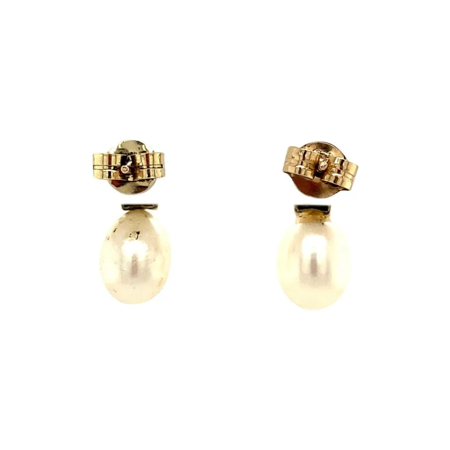 gold_ear_studs_with_pearl_4-1.webp Gold ear studs with pearl and zirconia 14 krt>Vintage Jewellery Online