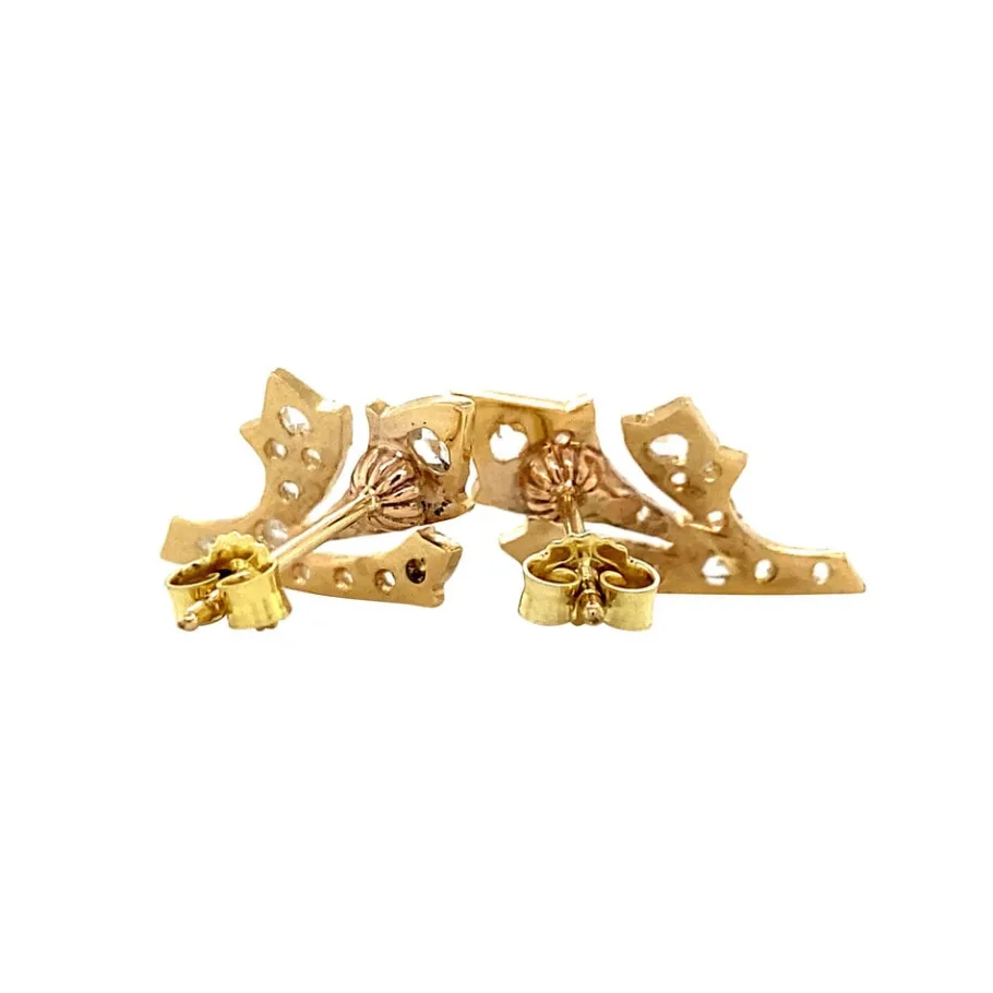 gold_ear_studs_with_rose__4.webp Gold ear studs with rose diamond 14 krt>Vintage Jewellery Fashion