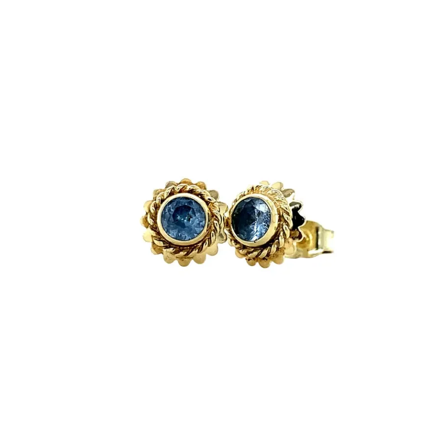 Gold ear studs with spinel 14 krt>Vintage Jewellery Hot