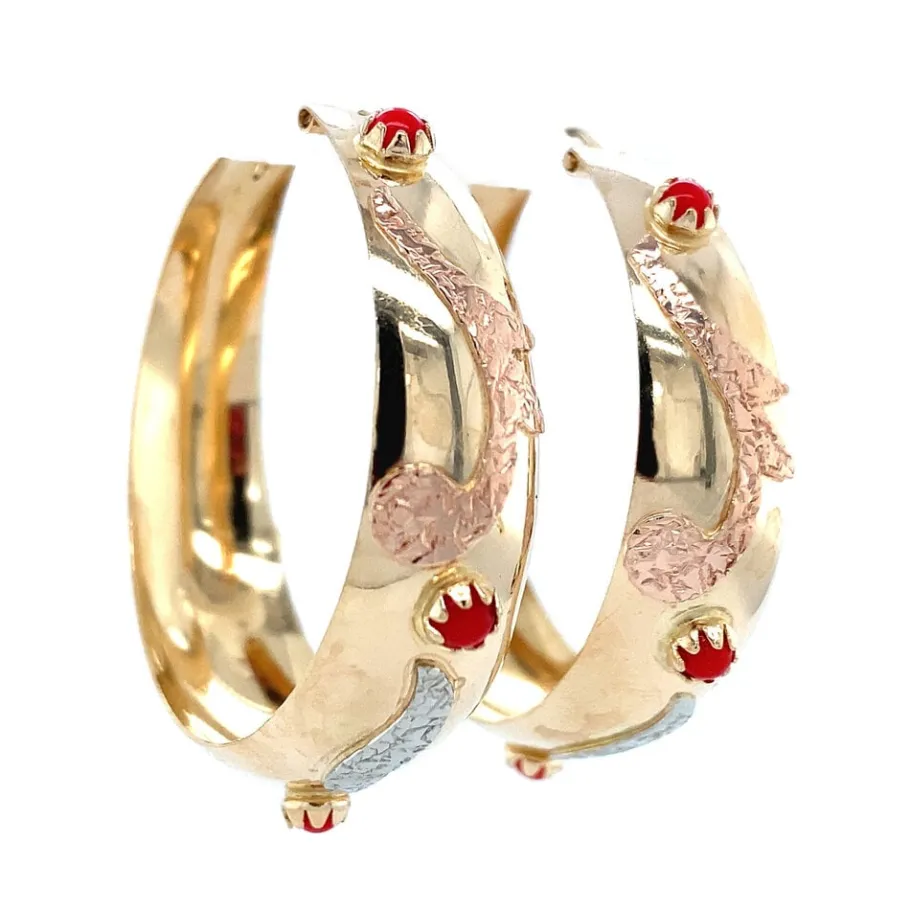 gold_earrings_with_blood__2-1.webp Gold earrings with blood coral 18 krt>Vintage Jewellery Clearance