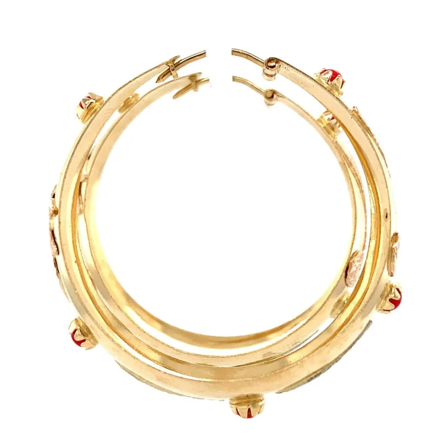 gold_earrings_with_blood__3-1.webp Gold earrings with blood coral 18 krt>Vintage Jewellery Clearance