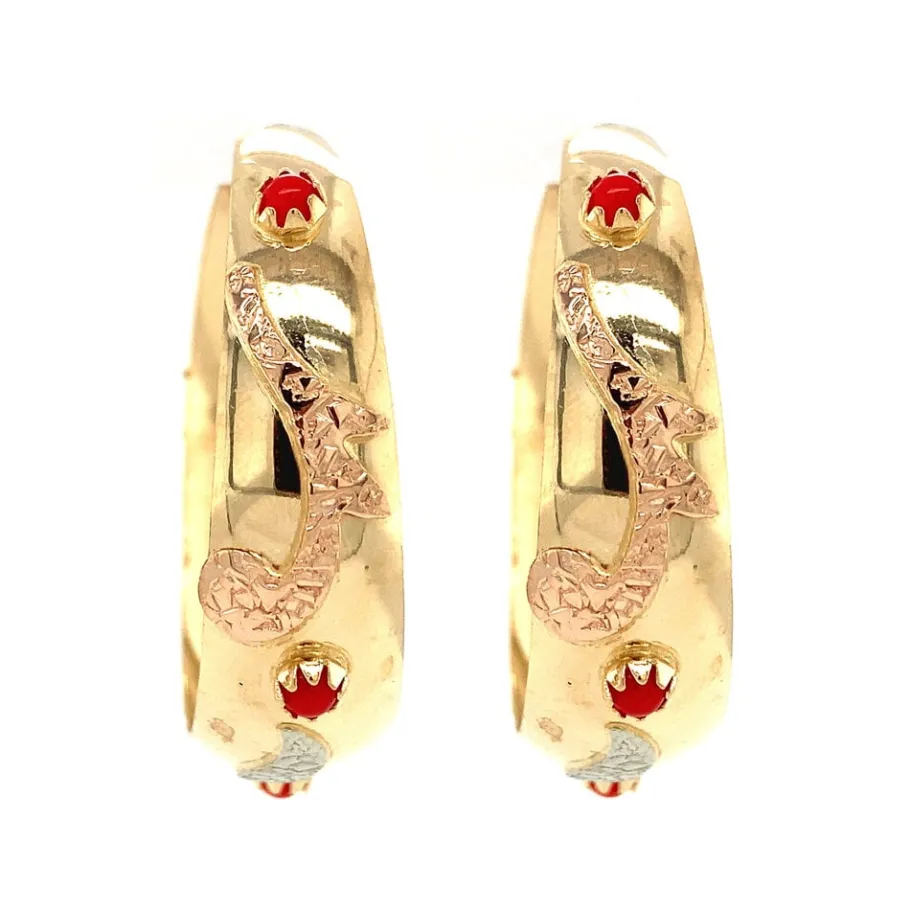 gold_earrings_with_blood__4-1.webp Gold earrings with blood coral 18 krt>Vintage Jewellery Clearance