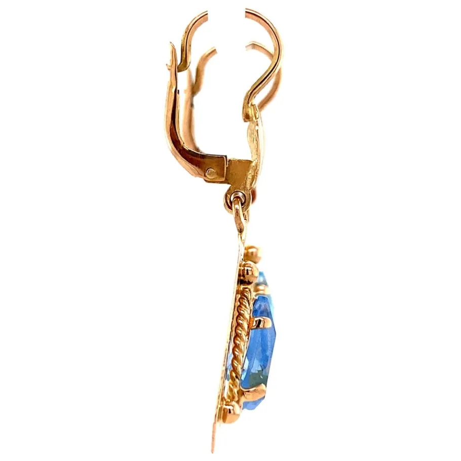 gold_earrings_with_blue_c_3.webp Gold earrings with blue colour stone 18 krt>Vintage Jewellery Online
