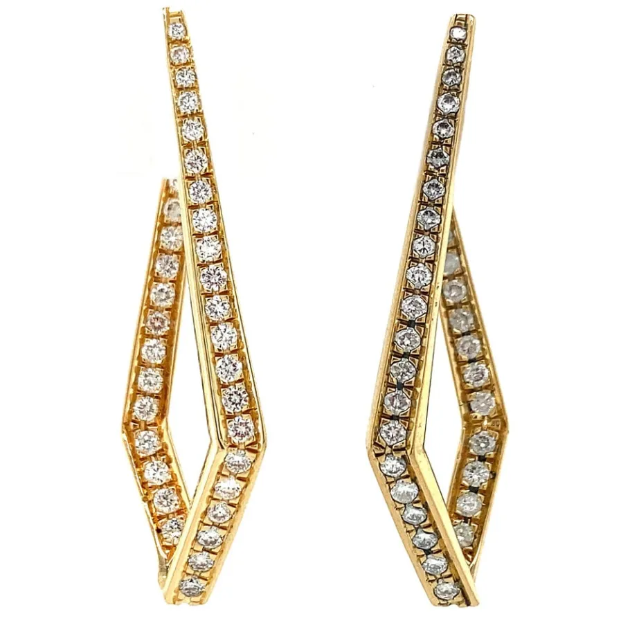 Gold earrings with diamonds 18 krt>Vintage Jewellery Sale