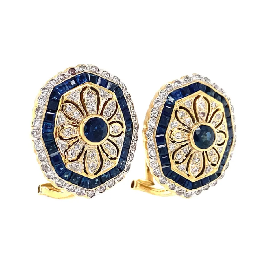 gold_earrings_with_sapphi_2.webp Gold earrings with sapphire and diamond 18 krt>Vintage Jewellery Sale