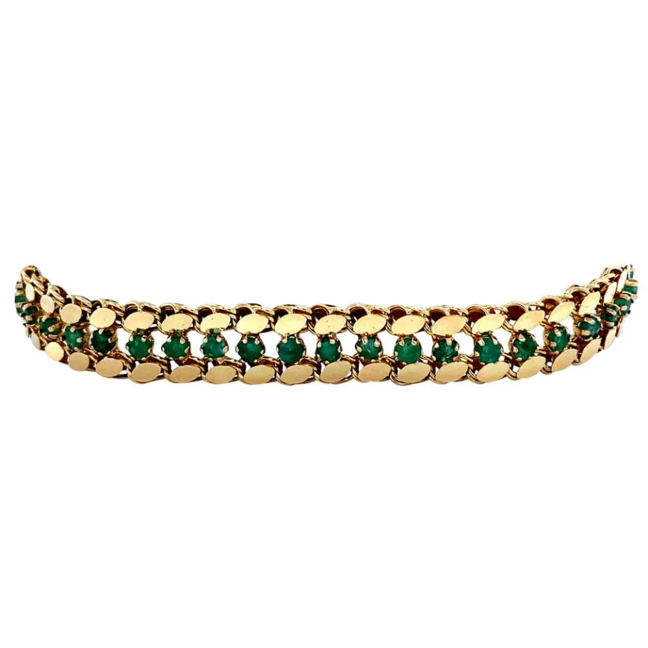 gold_fantasy_bracelet_wit_2.webp Gold fantasy bracelet with emerald 14 krt>Vintage Jewellery Outlet