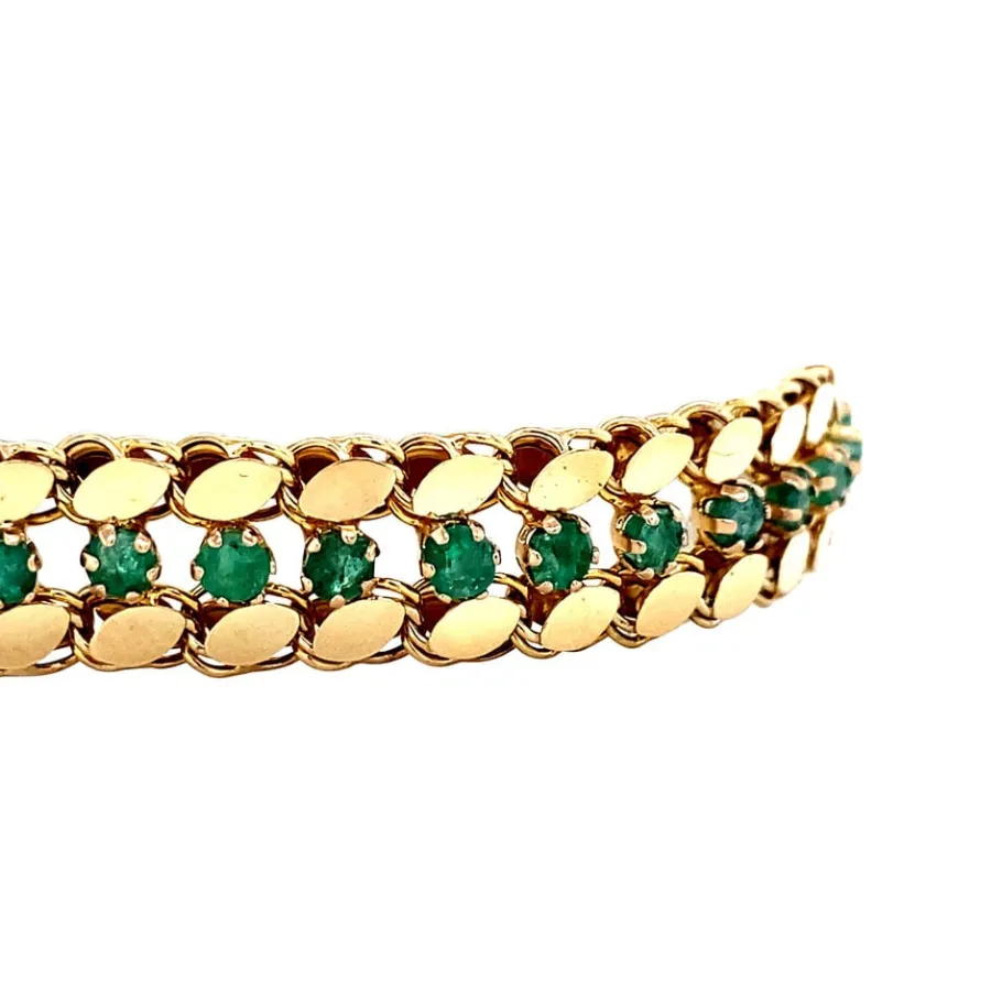 gold_fantasy_bracelet_wit_3.webp Gold fantasy bracelet with emerald 14 krt>Vintage Jewellery Outlet