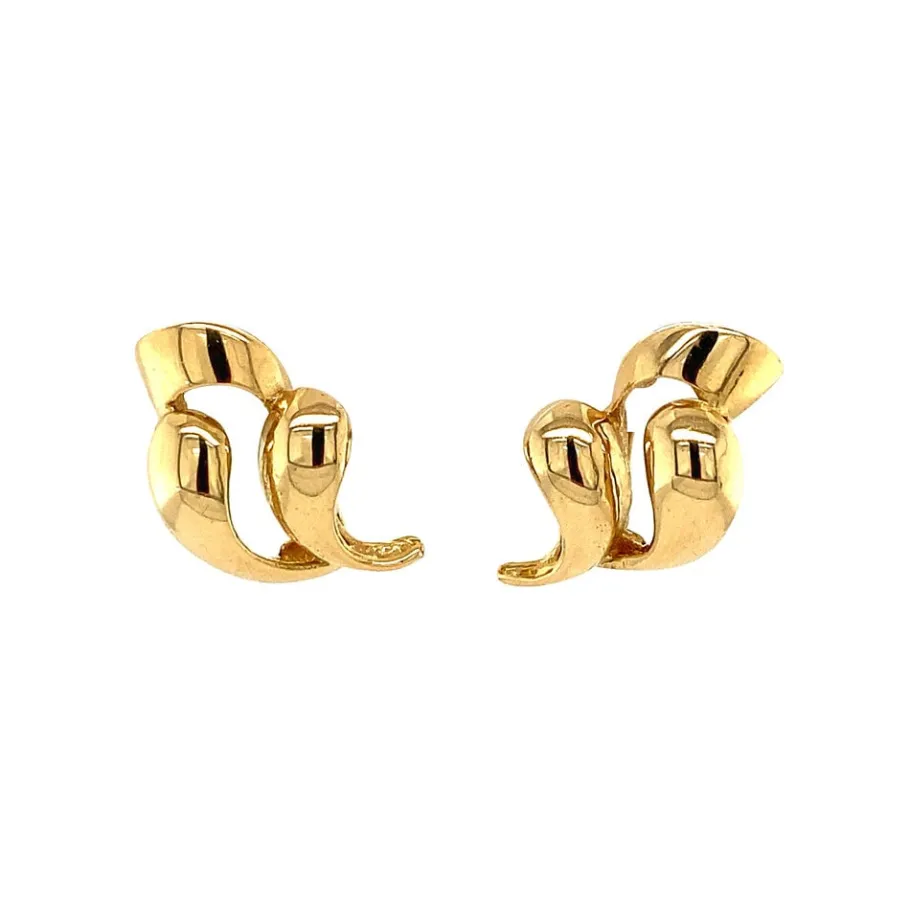 Gold fantasy ear studs 14 krt>Vintage Jewellery Discount