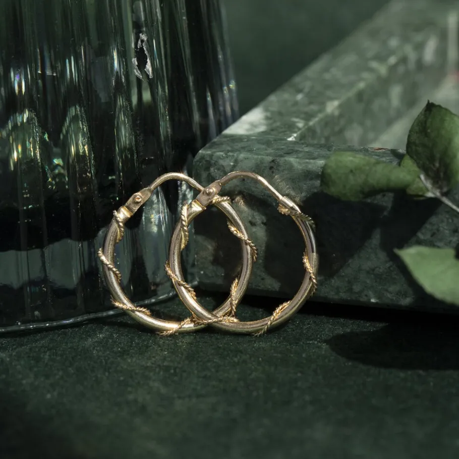 Gold fantasy earrings 14 krt>Vintage Jewellery Online