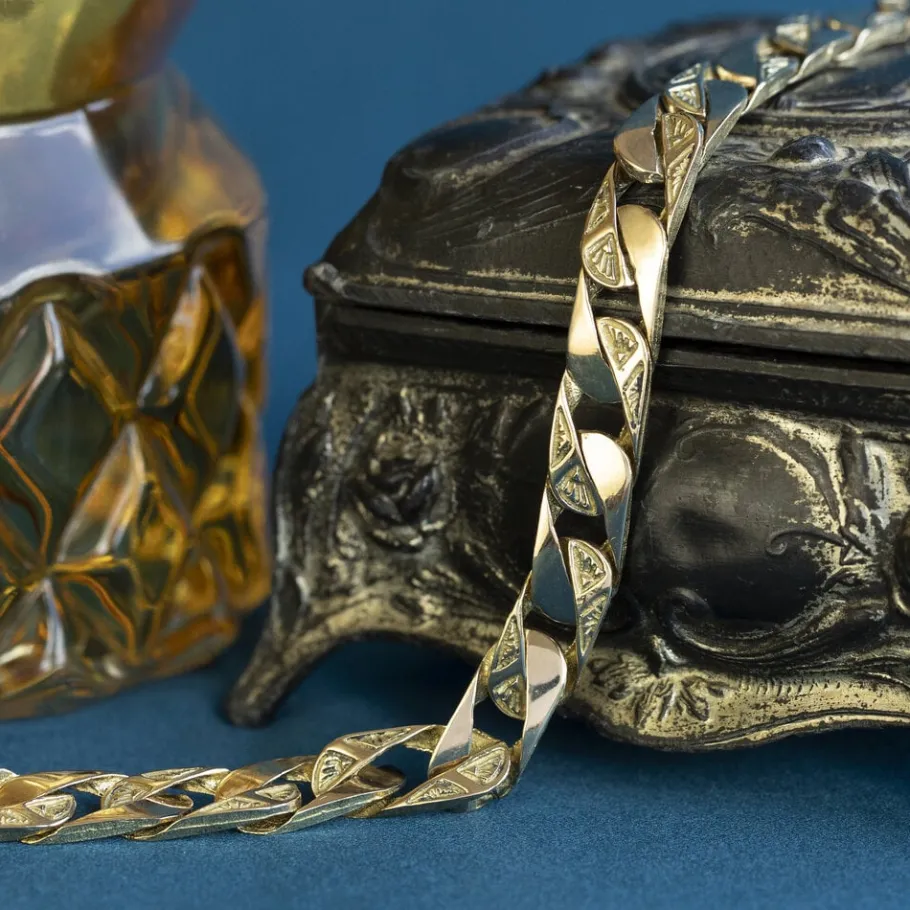 Gold flat curb bracelet 14 krt>Vintage Jewellery Best
