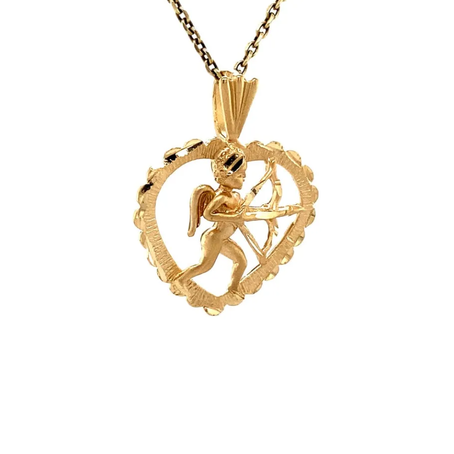 gold_heart_pendant_with_c_2.webp Gold heart pendant with cupid 14 krt>Vintage Jewellery Sale