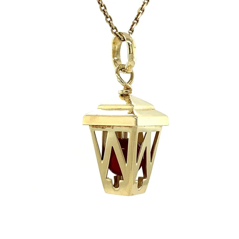 gold_lantern_pendant_with_2.webp Gold lantern pendant with blood coral 14 krt>Vintage Jewellery Sale