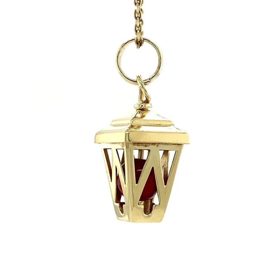gold_lantern_pendant_with_3.webp Gold lantern pendant with blood coral 14 krt>Vintage Jewellery Sale