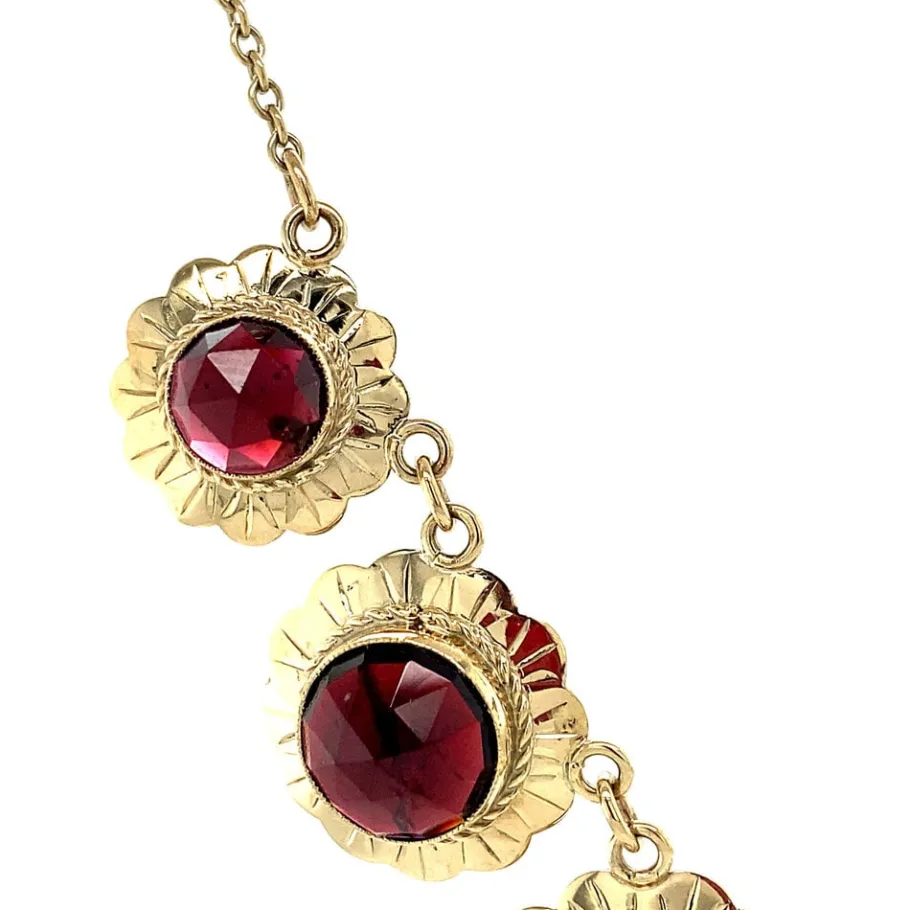 gold_necklace_with_garnet_3-1.webp Gold necklace with garnet 14 krt>Vintage Jewellery Best