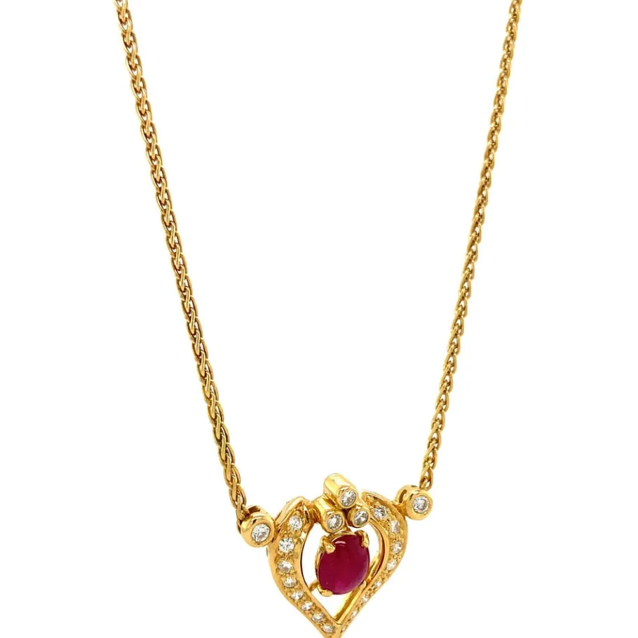 gold_necklace_with_ruby_a_2.webp Gold necklace with ruby and diamond pendant 18 krt>Vintage Jewellery Hot