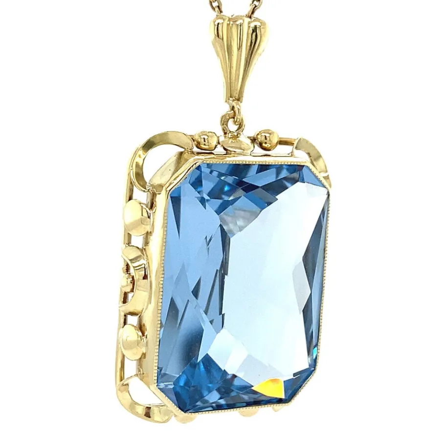 gold_pendant_with_blue_sp_2-2.webp Gold pendant with blue spinel 14 krt>Vintage Jewellery Discount