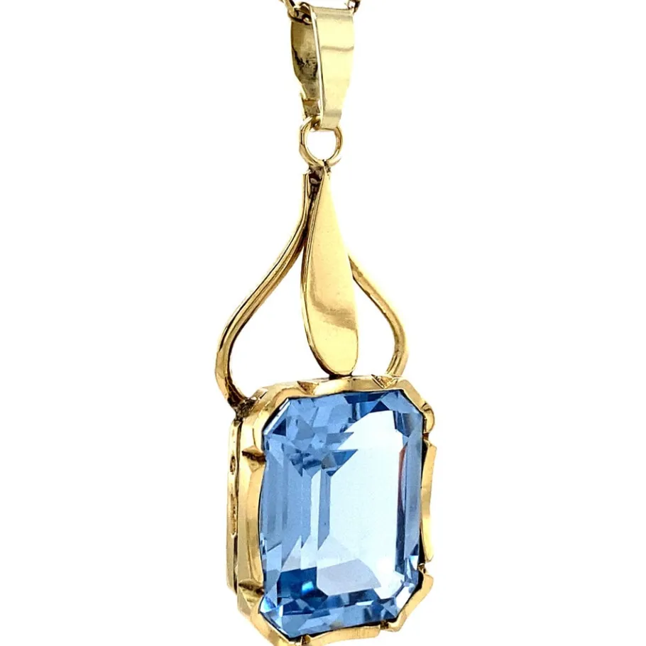 gold_pendant_with_blue_sp_2.webp Gold pendant with blue spinel 14 krt>Vintage Jewellery New