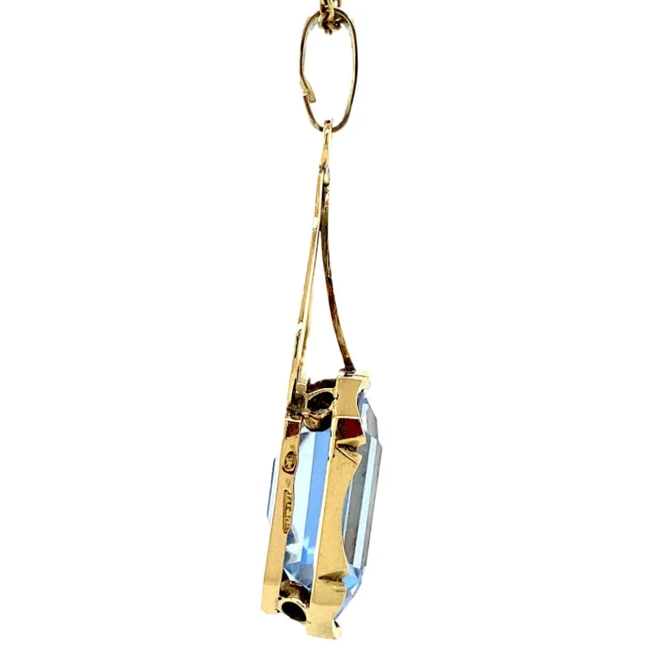 gold_pendant_with_blue_sp_3.webp Gold pendant with blue spinel 14 krt>Vintage Jewellery New